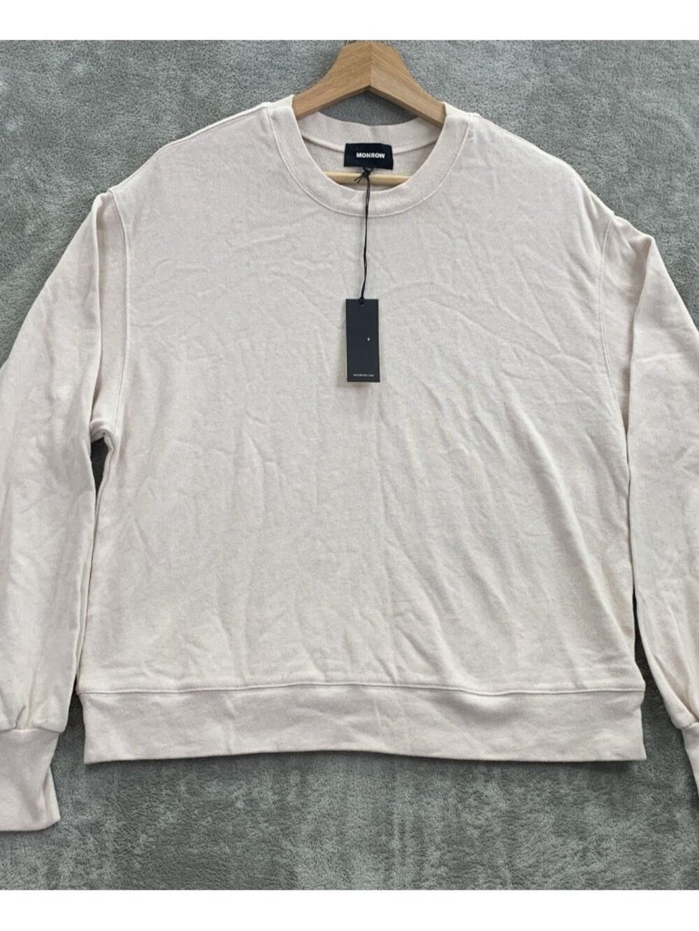 MONROW Sweater Womens M Cozy Comfy Sweatshirt Bone Crewneck Pullover Long Sleeve